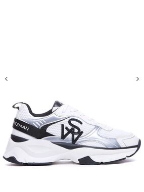Stuart Weitzman White, Silver & Black Platform Sneaker
